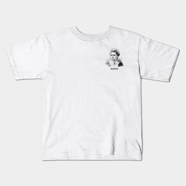 Marie Curie Kids T-Shirt by Half-Arsed History